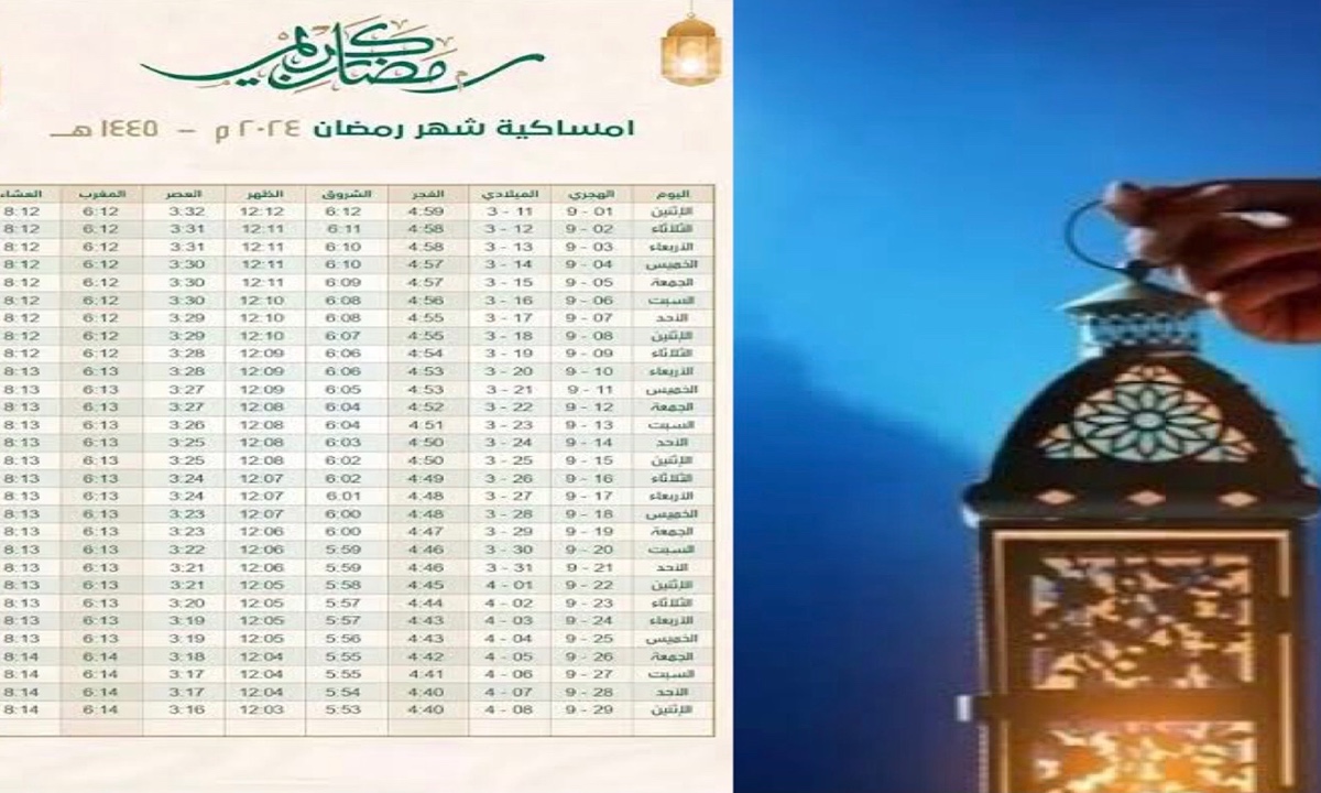 “مرحب رمضان” امساكية شهر رمضان 2024 الجزائر اوقات الإمساك والفطور الجزائر العاصمة 2024/ 1445