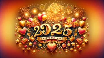 DALL·E 2024 10 02 18.47.31 A warm and festive image representing the best New Year messages for 2025. The design features a bright and colorful background with fireworks golden