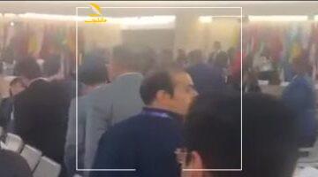 المؤتمر اتقلب.. انسحاب جماعي غير مسبوق من قاعة مؤتمر العمل الدولي احتجاجًا على كلمة مندوب الاحتلال.. شاهد الصور
