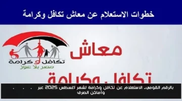 رسميًا.. موعد صرف معاش تكافل وكرامة أغسطس 2025 بالرقم القومي عبر tk.moss.gov.eg