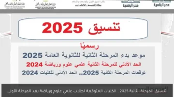 قبول جامعي.. التعليم العالي تعلن موعد بدء تنسيق المرحلة الثانية 2025 وتحديد مواعيد تسجيل الرغبات