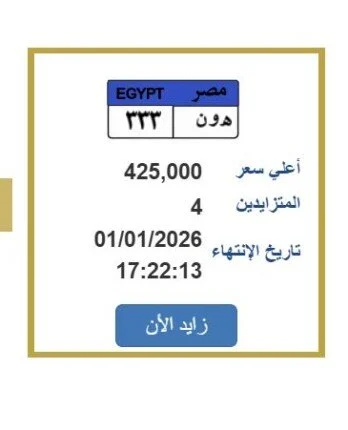 500 ألف جنيه مزايدة شرسة لاقتناء لوحة سيارة معدنية تحمل