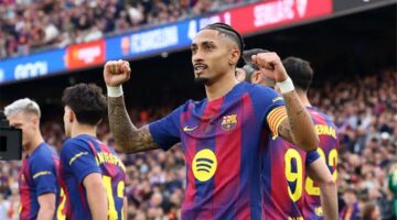 فيديو هاتريك رافينها يقود برشلونة لاكتساح إشبيلية بخماسية في