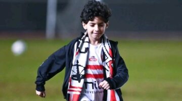لقطات من حضور الطفل بطل مسلسل أصحاب الأرض مران الزمالك