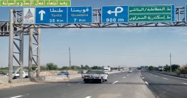 عودة حركة المرور على كوبري بنها بالنيل بعد انتهاء الصيانة