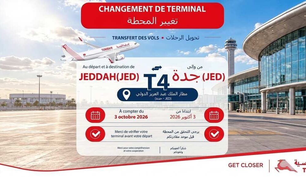 تغيير محطة رحلات الخطوط التونسية بمطار جدة